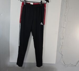 Adidas Black and Red Sweatpants with Tapered Fit